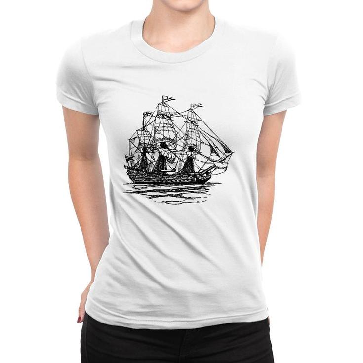 Sheldon Nerdy Vintage Retro Boat Pirate Ship Geek Gift  Women T-shirt