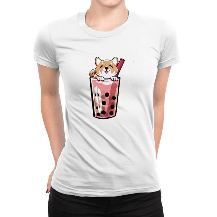 Shiba Inu Boba Bubble Milk Tea Kawaii Japanese Dog Owner Women T-shirt