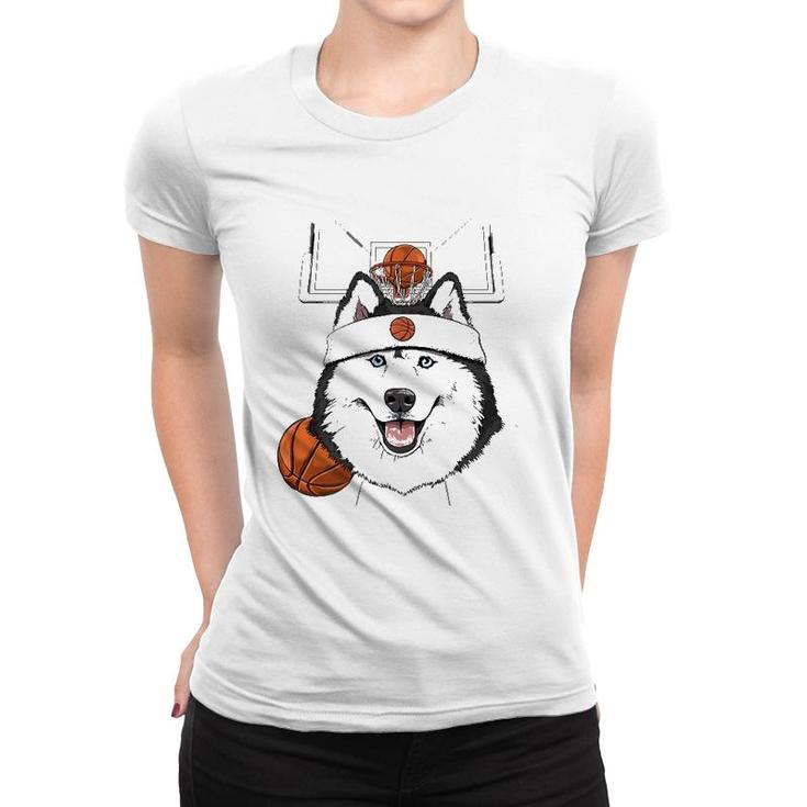 Siberian Husky Basketball Dog Lovers Basketball Player  Women T-shirt