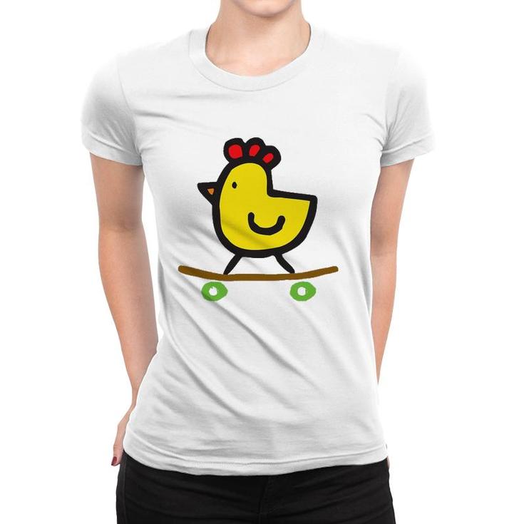 Skateboard Chick- Cute Funny Chicken Women T-shirt