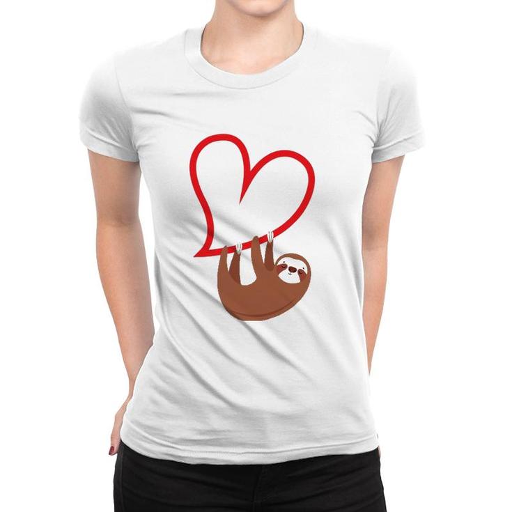 Sloth Heart Valentine's Day Girls Women Sloth Lover Women T-shirt
