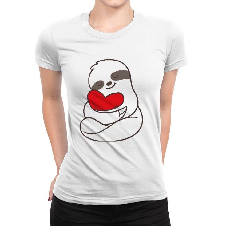 Sloth Hearts Love Valentines Gift Him Her Girlfriend Women Women T-shirt