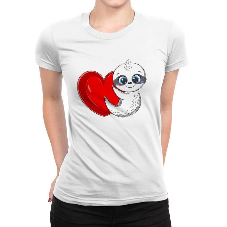 Sloth Valentine's Day Kids Girls Women Heart Cute Sloth Vday Women T-shirt