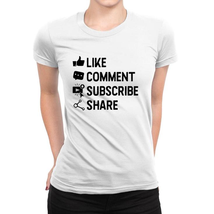 Social Media Like Comment Subscribe Share  Gift Women T-shirt
