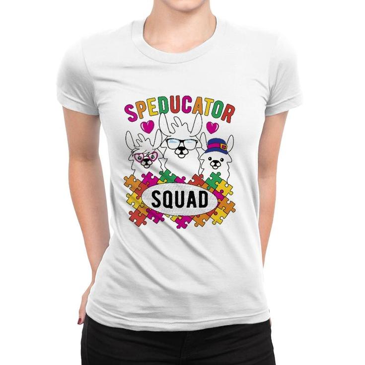 Speducator Squad Llama Autism Special Education Teacher Sped Women T-shirt