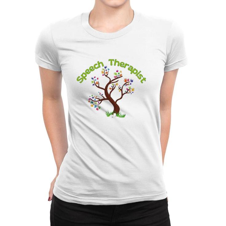 Speech Therapist Slp Therapy Special Needs Hands Tree Women T-shirt