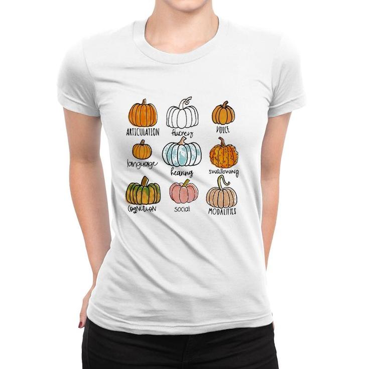 Speech Therapy Halloween Pumpkins For Slp Therapist Women T-shirt