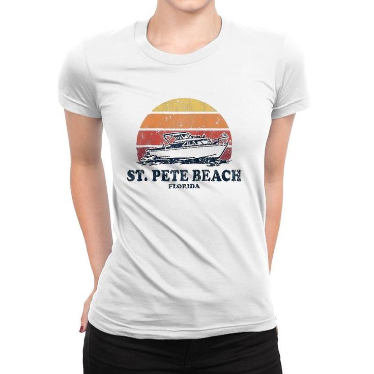 St Pete Beach Fl Vintage Boating 70S Retro Boat Design Raglan Baseball Tee Women T-shirt