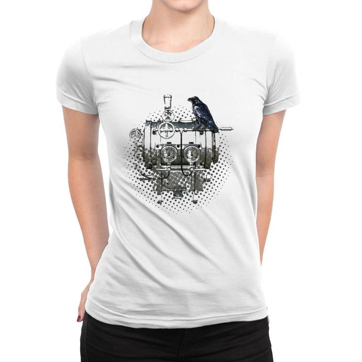Steampunk Crow Of Mechanical Machines Women T-shirt