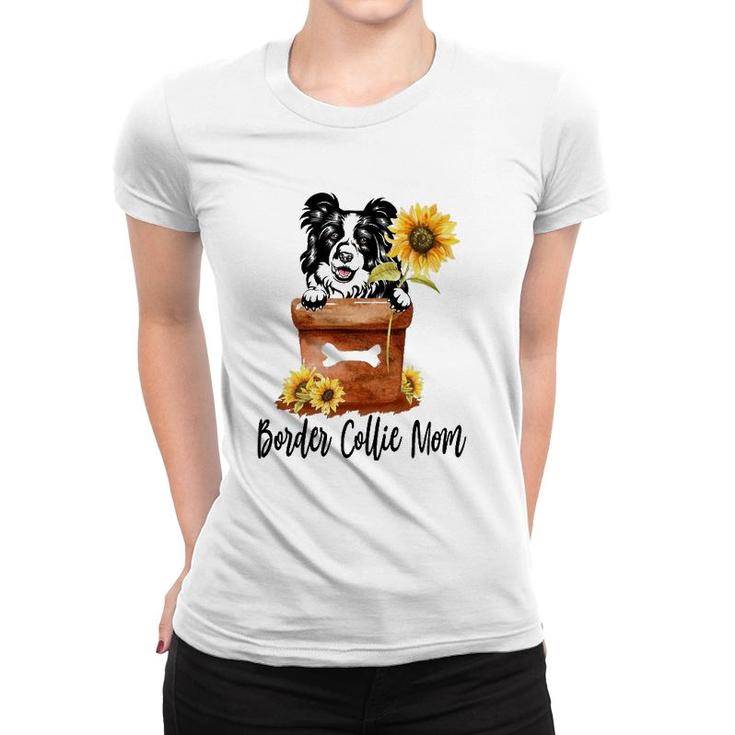 Sunflower Border Collie Mom Dog Lover Gifts Women T-shirt