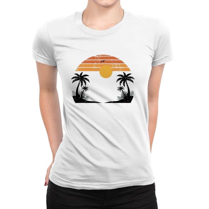 Sunshine Summer Vibes Palm Trees Beach Retro Tropical Summer Women T-shirt