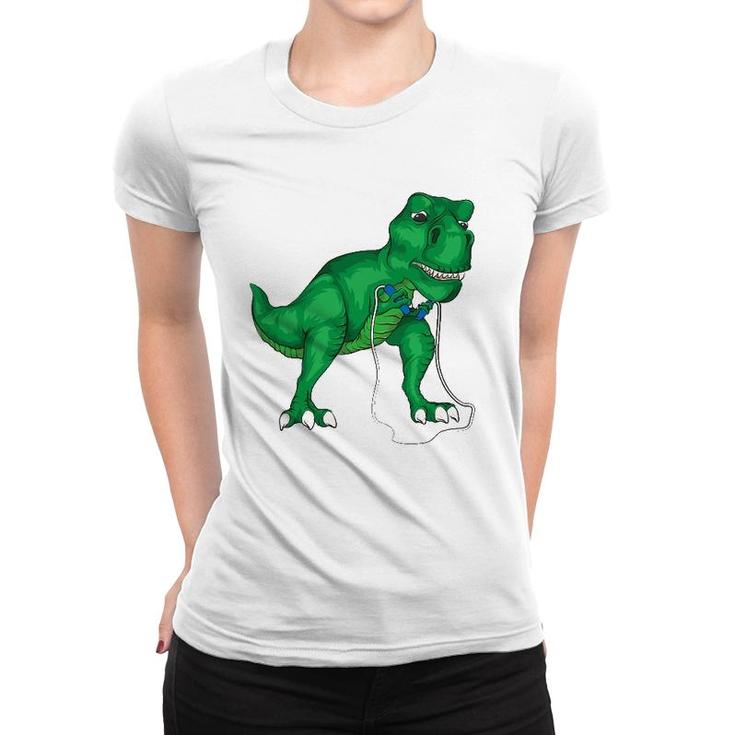 T-Rex Hates Jump Rope Cute Love Dinosaurs Funny Gym Gift Women T-shirt