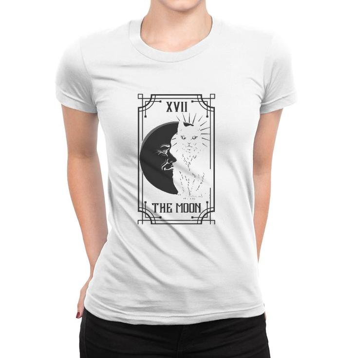 Tarot Card The Moon And The Cat Gothic Pagan Women T-shirt