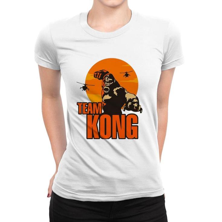 Team Kong Taking Over The City And Helicopters Sunset Women T-shirt