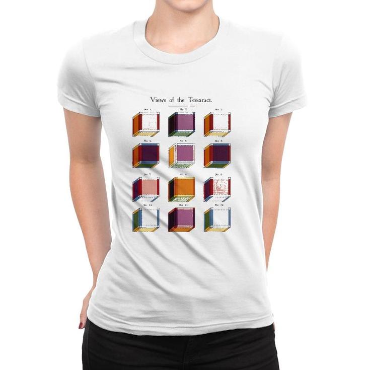 Tesseract Hypercube Math Teacher Student Geometry Cube Women T-shirt