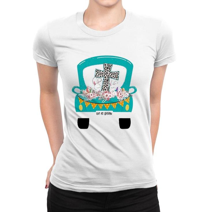 Th Cute Christian Cross Easter Truck Bunny Egg Costume Women T-shirt