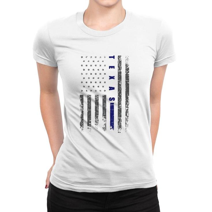Thin Blue Line Us Flag Texas Souvenir Thin Blue Line Women T-shirt