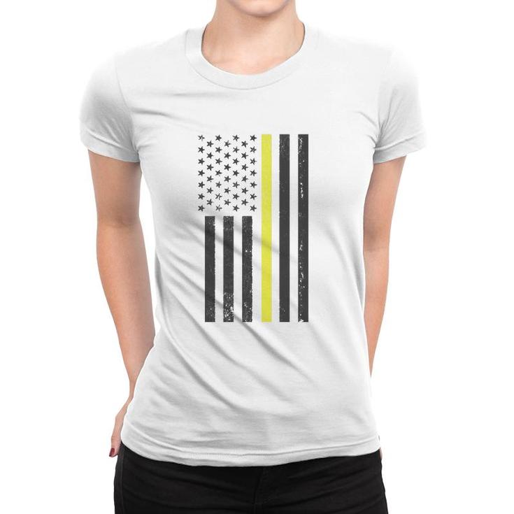 Thin Yellow Line 911 Police Dispatcher Usa Flag Pullover Women T-shirt
