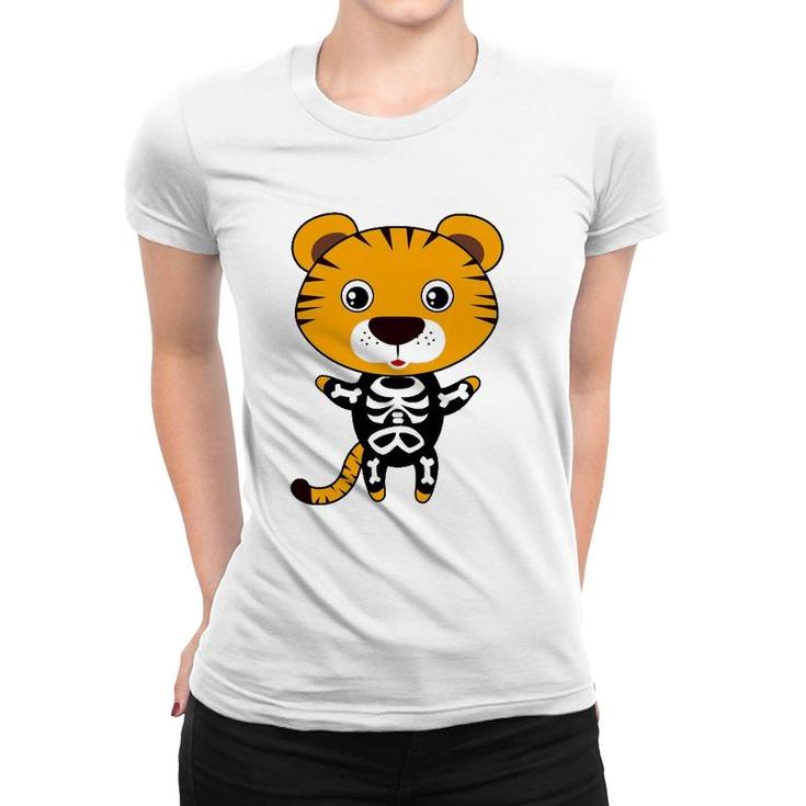 Tiger Skeleton Xray Costume Cute Easy Animal Halloween Gift Women T-shirt