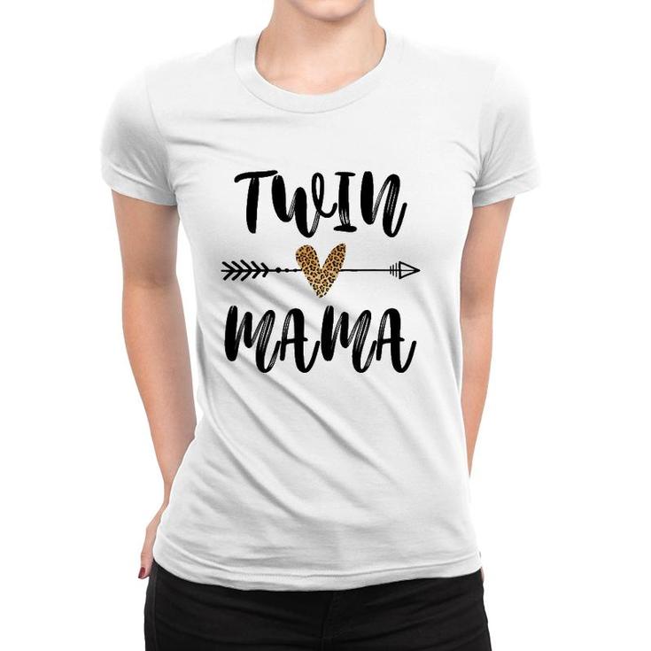 Twin Mama Mother's Day Funny Leopard New Mom Of Twins Women T-shirt