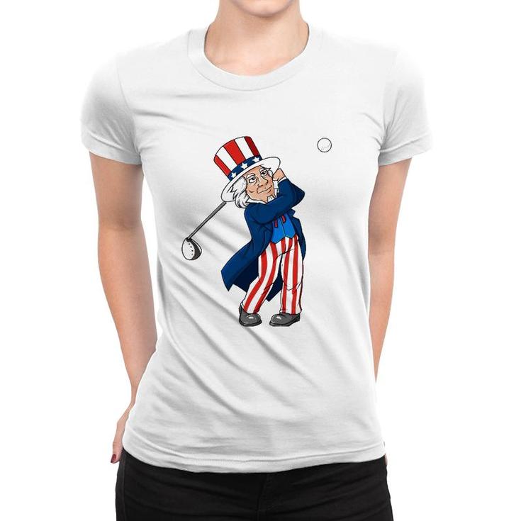 Uncle Sam Golfing 4Th Of July Patriotic Boys Kids Teens Golf Women T-shirt