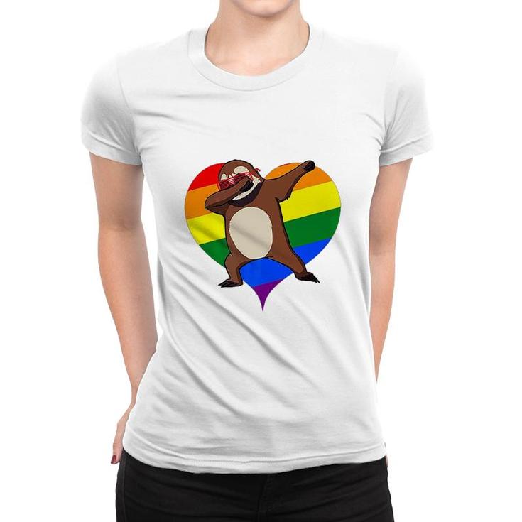 Valentines Day Dabbing Sloth Lgbt Gay Women T-shirt