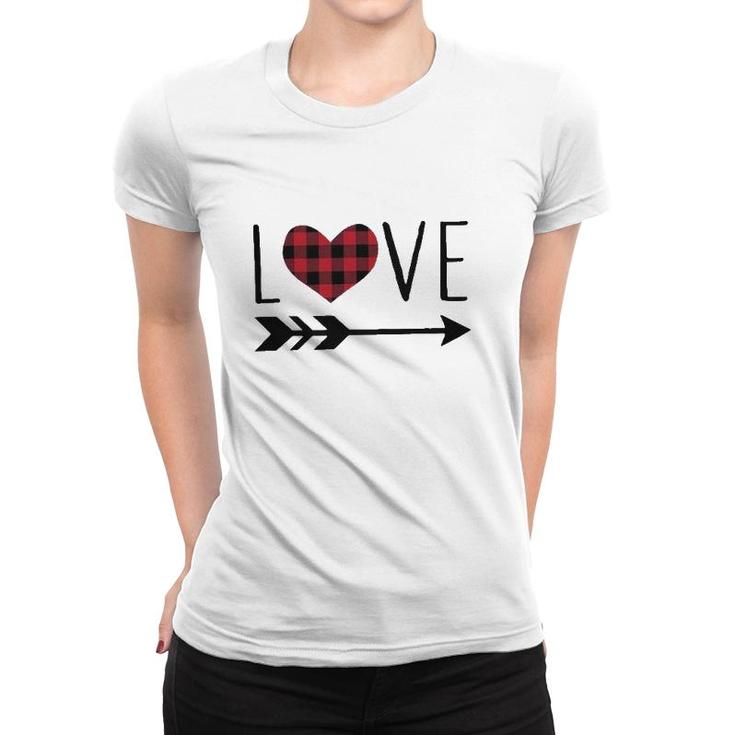Valentine's Day Womens Graphic Tees Cute Buffalo Plaid Women T-shirt