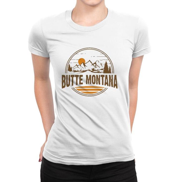 Vintage Butte Montana Mountain Hiking Souvenir Print  Women T-shirt