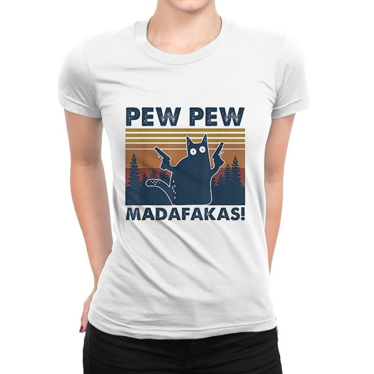 Vintage Cats Pew Pew Madafakas Funny Crazy Cat Lovers Women T-shirt