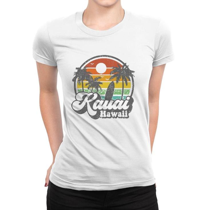 Vintage Kauai Beach Hawaii Surf Hawaiian Surfing 70'S Gift Women T-shirt