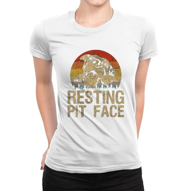 Vintage Pitbull Resting Pit Face  Funny Pitbull Lovers Women T-shirt