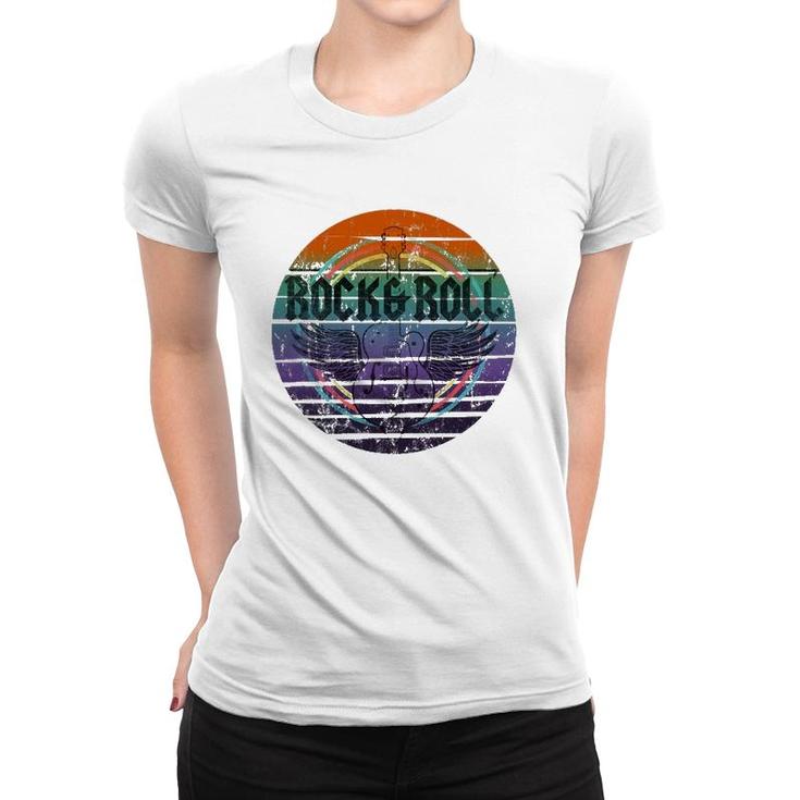 Vintage Retro Rock & Roll Guitar Wings Music Women T-shirt