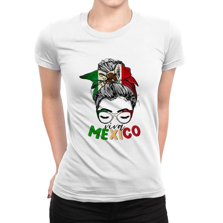Viva Mexico Messy Hair Mexico Women Sunglass Mexican Girls Women T-shirt