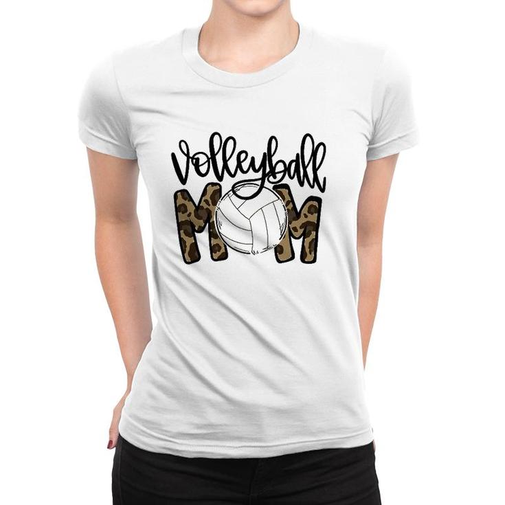 Volleyball Mom Leopard Funny Ball Mom Mother's Day Gift Women T-shirt