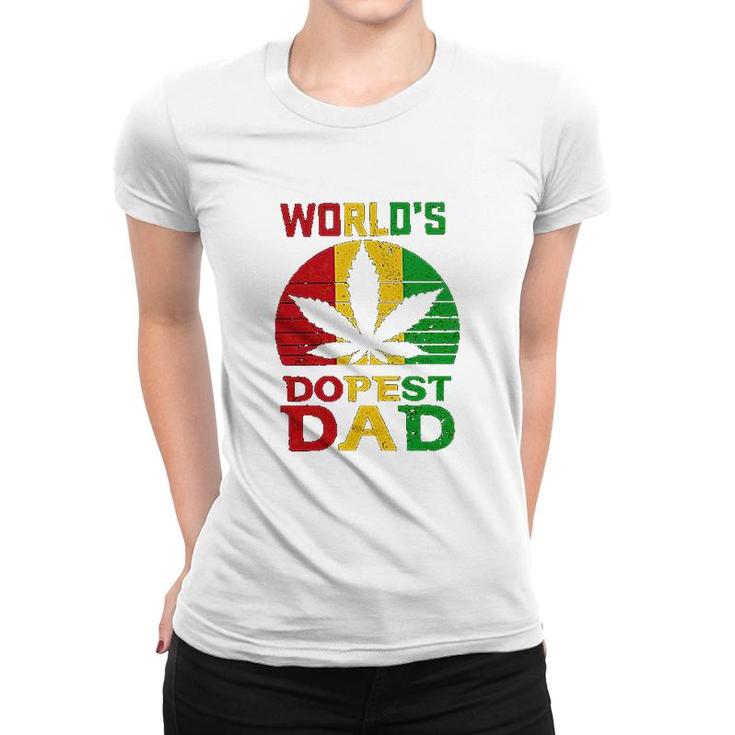 Weed Three Color Worlds Dopest Dad  Funny Leaf Fashion For Men Women Women T-shirt
