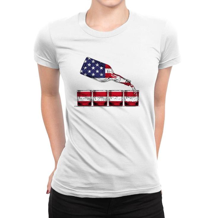 Whiskey American Flag Glasses 4Th Of July Men Women Usa Women T-shirt