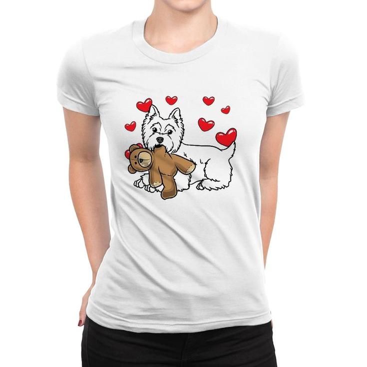 White West Highland Terrier Dog With Stuffed Animal Women T-shirt