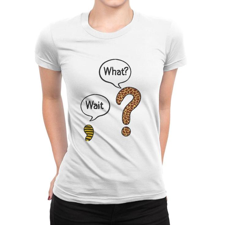 Wild Grammar Punctuation Mark Leopard Question Teacher Funny Women T-shirt