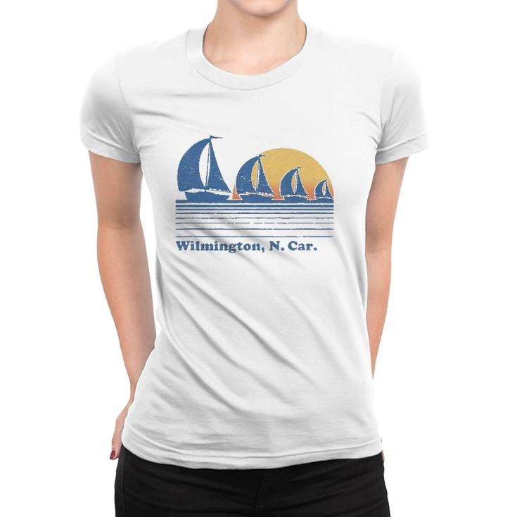 Wilmington Nc Sailboat Vintage 80S Sunset Tee Women T-shirt
