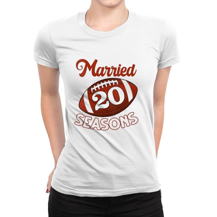Womens 20 Years Of Marriage Happily Married For 20 Seasons Gift  Women T-shirt