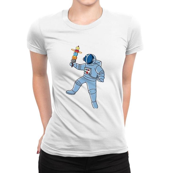 Womens Astronaut With Ice Cream T  Women T-shirt