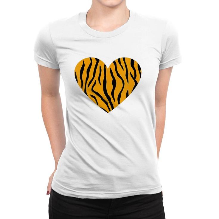 Womens Cool Animal Tiger Print Heart Valentine Women T-shirt