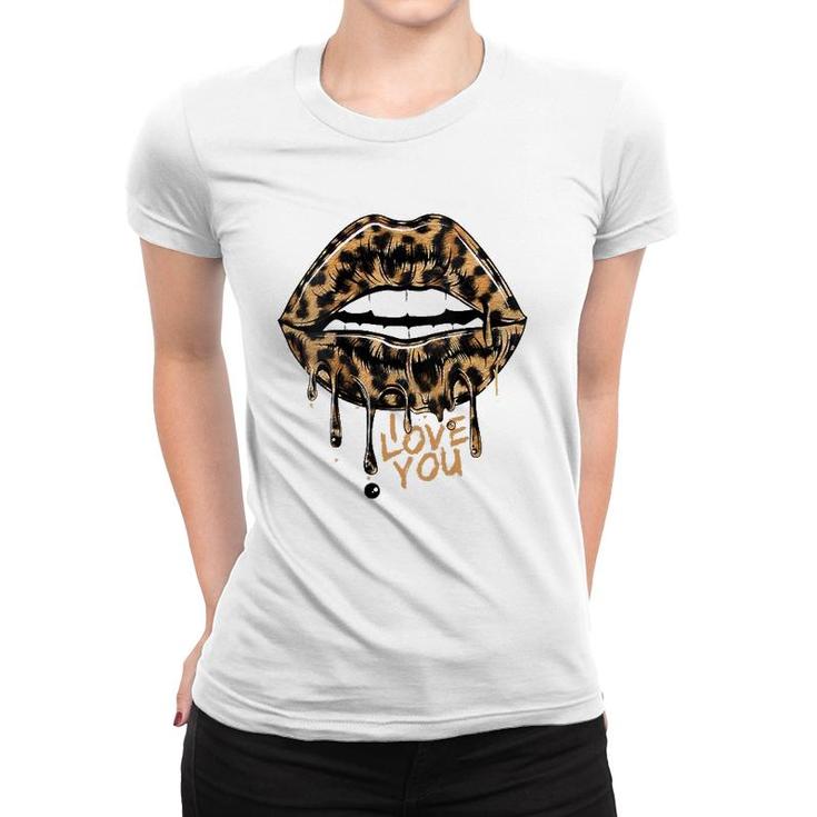 Womens Cool Leopard Print Bite Cheetah Mom Mouth Sexy Leopard Lips Women T-shirt