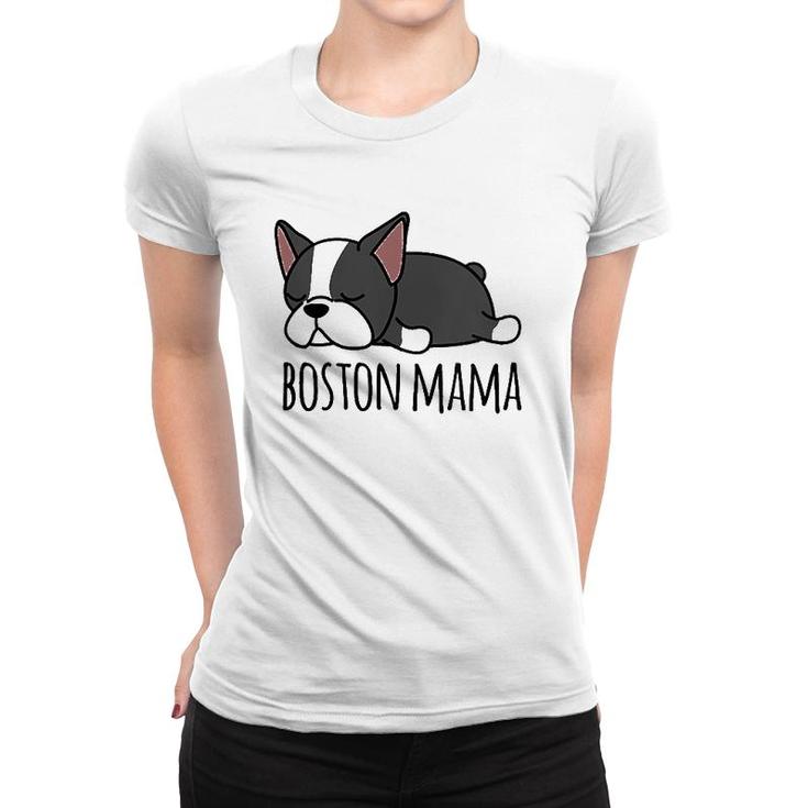 Womens Cute Boston Terrier, Boston Mama V-Neck Women T-shirt