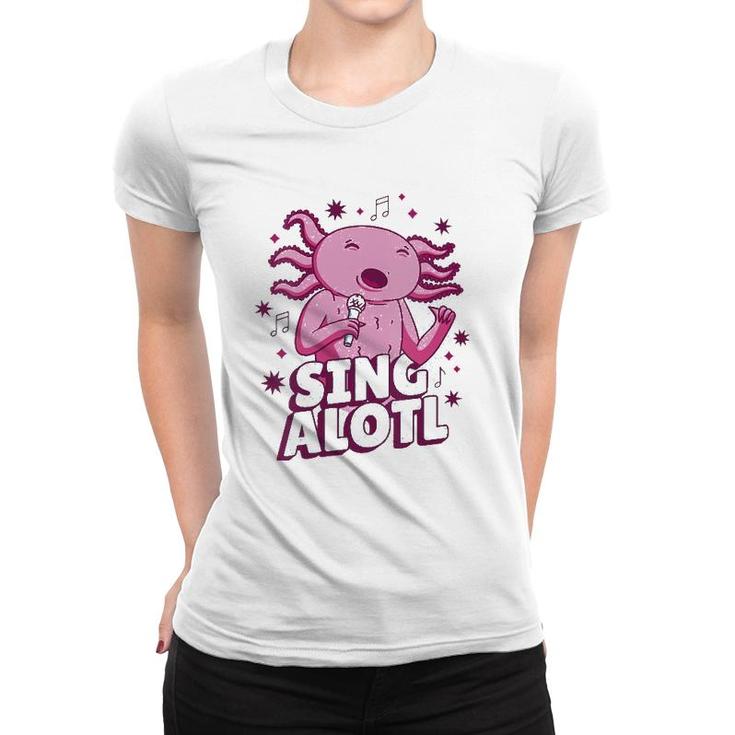 Womens Funny Cute Kawaii Singalotl Axolotl V-Neck Women T-shirt