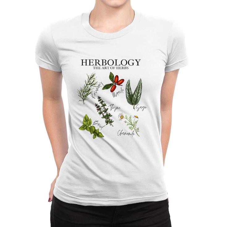 Womens Herbology The Art Of Herbs Thyme Rosemary Basil Chamomile V-Neck Women T-shirt