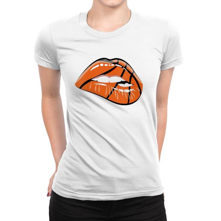 Womens Ich Liebe Basketball Lips Sport Game Day Women T-shirt