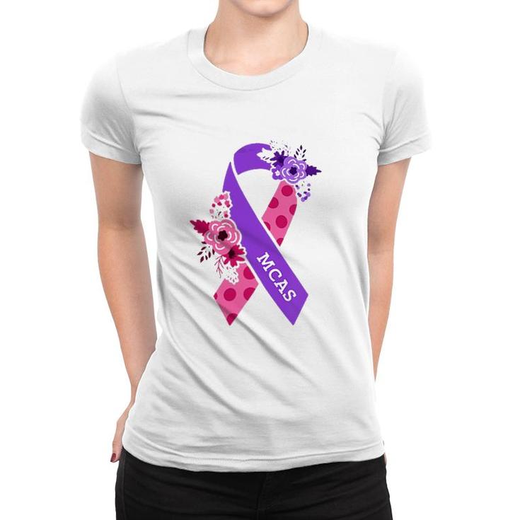 Womens Mcas Mast Cell Activation Syndrome Awareness Ribbon Pocket V-Neck Women T-shirt