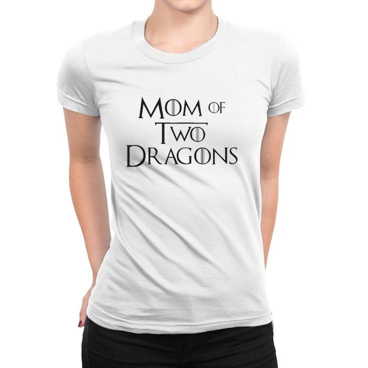 Womens Mom Of Two Dragons  Funny Mothers Day Gifts For Women V-Neck Women T-shirt