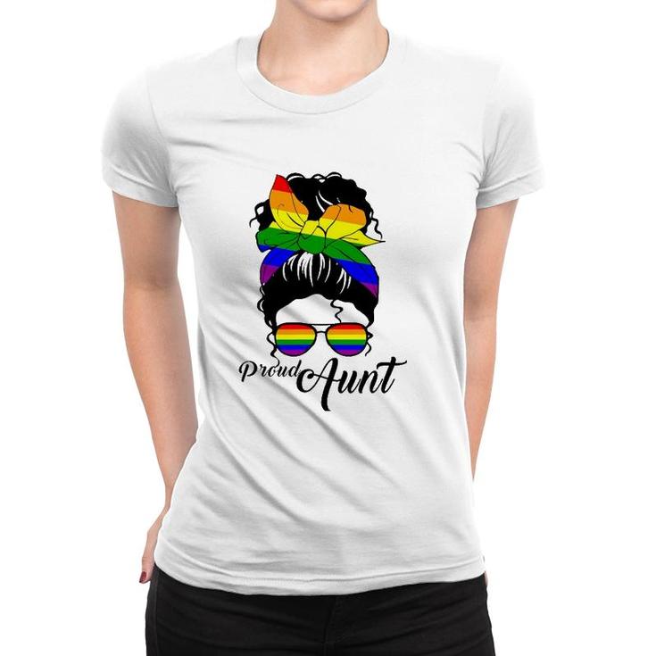 Womens Proud Aunt Mother's Day Gay Pride Lgbt-Q Women T-shirt
